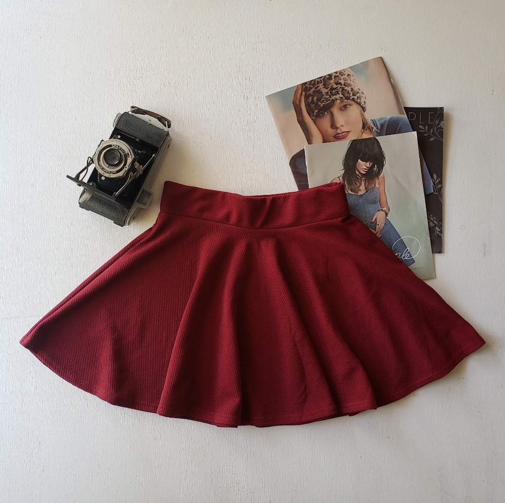 Burgundy High waist mini skirt
